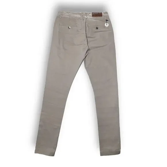 Acne Studios Beige Chino Pants Men Straight-Cut Zip Fly Pockets Contrast Waist